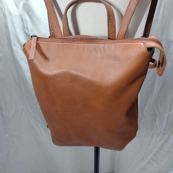 Anthropologie Leather Back Pack Brown Zip Top Sheep Leather Soft main image 4